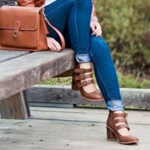 Buckle Up Cognac Booties